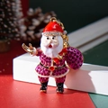Weihnachtsmann-Schlüsselanhänger mit bunten Strasssteinen und roter Emaille-Veredelung - Rosenrot