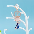 Creative fox keychain pendant in blue dress and rose gold finish for handbags - Blue