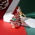 Portachiavi albero di Natale in smalto rosso e strass brillanti su lega dorata - Rosso