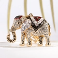 Sparkling elephant keychain with white rhinestones and colorful enamel on gold plating - Black (CHY-5375)