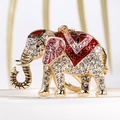 Golden elephant keychain with rhinestones and red enamel for women handbag decor - Red (CHY-5375)