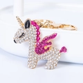Portachiavi con unicorno scintillante con strass bianchi e rosa e chiusura dorata - Rosa Rossa