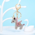 Portachiavi unicorno con strass bianchi brillanti ali rosa e chiusura dorata - Rosa