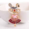 Portachiavi con coniglio scintillante e abito da balletto in smalto rosa su metallo oro - Rosa