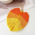 Portachiavi a foglia boho con sfumatura arancione giallo e moschettone dorato - Stile Foglia di Acero Arancione