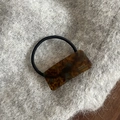 French elegant acetate rectangular tortoise shell hair tie with gold handmade engraving - Tortoiseshell Blue Texture Square Hair Tie