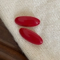 Set di 2 fermagli per capelli vintage ovali in acetato rosso con finitura lucida da donna - Set Fermagli per Capelli Ovali Rossi