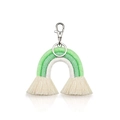 Handmade woven rainbow keychain with light green gradient cotton threads and tassels - Rainbow Tassel - Green Series