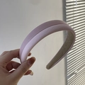 Minimalist soft pink sponge padded PU leather headband with layered design and velvet lining - Pink Splicing