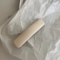 Minimalist beige leather hair clip with lychee texture on white pleated paper background - 1# Pearl White Shell
