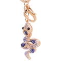 Porte-clés serpent or rose serti de strass violets avec fermoir mousqueton brillant - Serpent Violet (1731)
