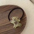 Elastico per capelli con ciondolo a forma di orso e intaglio a cuore per donne e ragazze - Giallo Trasparente Cuore Caffè