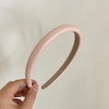 Padded cream pink leather headband with soft non-slip velvet lining for women - Padded PU Leather Style / Light Pink