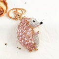 Porte-clés hérisson en strass rose et blanc en alliage doré avec fermoir pour sacs - Hérisson Rose