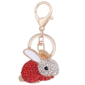 Portachiavi coniglietto con strass rossi e bianchi e chiusura in oro rosa - Rosso-4618