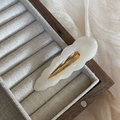 Retro cream acetate wavy edge hair clip with golden metal clip in minimalist style - Wavy Cloud Duckbill Clip (2#) / Silver
