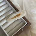 Vintage pearlescent wave acetate hair clip with golden metal base for women - Wavy Cloud Duckbill Clip (1#) / Clear White