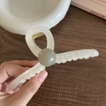 Cream white acrylic claw clip with matte green ball detail and gold metal spring - Gray Bead Style (1#)