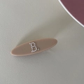 Fermaglio per capelli ovale con perle stile francese lettera B e strass in colore beige - Rosa