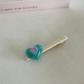 Pinza de pelo de corazón con diamantes en colores caramelo crema y azul para mujer - Pinza Blanca Corazón Azul