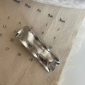 Detail of silver wavy hammered texture rectangular metal hair clip on linen background - Hammered Solid Duckbill Clip / 3# Silver Solid Square Clip