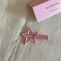 Pink matte metal star-shaped hair clip with hollow star design on textured fabric - Star Duckbill Clip (7#) / Pink