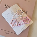 Set di tre fermagli a stella opachi sfumati rosa e beige per bambine e ragazze - Set Fermagli BB a Stella a Striscia Lunga Rosa
