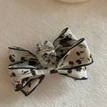 Elegante pinza per capelli con fiocco in tessuto floreale beige e stile retrò - 3# Fiocco Foglia Caffè Bianco