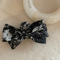 Elegante pinza per capelli a fiocco grande con motivo a inchiostro marmorizzato - 2# Fiocco Floreale a Righe Bianche e Nere