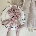 Elegant Morandi pink satin scrunchie with long ribbons in minimalist ballet style - Satin Scrunchie Streamer / Purple