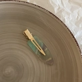 Elegant gold metal hair clip with translucent floral acetate on a ceramic tray display - 6# Purple Textured No-Trace Clip