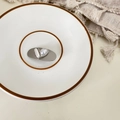 Fermaglio per capelli argento con cuori di perla bianca su un piatto ceramica - Stile Perla Lunga Tonda Argento