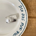 Pinza para el cabello de plata cepillada con cuenta de resina blanca en un plato - 12# Estilo Perla Texturizada Redonda