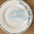 Grande molletta per capelli blu chiaro opaco in un piatto decorativo in ceramica - 9# Blu Semicerchio Pinza per Capelli