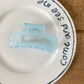 Molla per capelli rettangolare azzurro opaco con design traforato su piatto di ceramica - 13# Blu Quadrato Pinza per Capelli