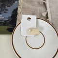 Pince à cheveux crème avec perle blanche sur barrette à bec de canard ovale minimaliste - Blanc Crème (6#)