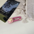 Pink heart hair clip with handmade gold tag and gradient strawberry glitter details - #3 Foundation Pink Heart