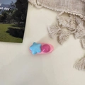 Pink oval BB hair clip featuring a light blue star and purple bead for girls - Blue Star Rose Red Ball