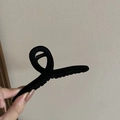 Vintage French black flocked shark hair claw clip in a large spiral twist design - Large Claw Clip / Black