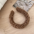 Cerchietto marrone in lana di agnello soffice per donna con design spesso per autunno - Cachi