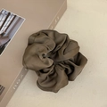 Elegant dark brown satin hair scrunchie shown in a minimalist aesthetic lifestyle setting - Vintage Elegant Style / 4# Khaki