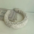 Plush cream white sherpa headband with thick padded design for autumn and winter head styling - White