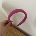 Magenta ribbed sponge headband with thick padded design for high cranium style fashion - Rose Red Twill