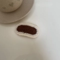 Detailed macro view of the handmade knit hair clip with brown and cream crochet textures - Brown Cream Knit Hair Clip (17#)