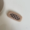 Close-up of checkered plush hair clip for girls with soft faux fur trim and warm brown tones - Brown Yellow Checkerboard Plush Hair Clip (10#)