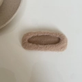 Detail view of oval camel plush hair clip with soft fleece texture in Korean style - Camel Plush Oval Hair Clip (12#)