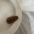 Detailed macro view of the tortoise shell acetate hair clip with brown and blue marble textures - Tortoiseshell Blue Textured Triangle