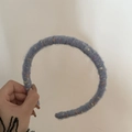 Winter Wollstrick Stirnband in Taubenblau mit bunten Tupfen für Damen - Blau (Bunte Punkte Schmale Seite)