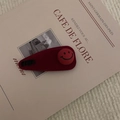 Detail of red velvet drop-shaped hair clip with smiley button and black embroidery - 6# Red Smiley Red Triangle BB Clip