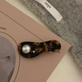Fermaglio francese retrò in acetato con motivo tartarugato perla e strass - Tartarugato / Leopardo Scuro
